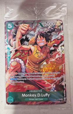 Monkey.D.Luffy P-135 Winner Stamp OP16 Pre-Release Event Promo Card Sealed - Image 1