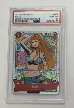 2024 One Piece Nami OP06 Treasure Rare #007 PSA 10 GEM MT Manga Art Card - Image 1