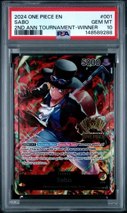 2024 ONE PIECE PROMOS 2ND ANNIVERSARY TOURNAMENT-WINNER #001 SABO PSA 10 - Image 1