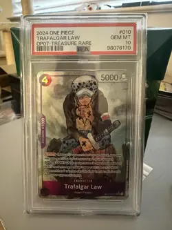 One Piece TCG: **PSA 10** OP07 Trafalgar Law Treasure Rare ST10-010 - Image 1