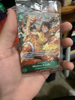 Monkey.D.Luffy P-135 Winner Stamp OP16 Pre-Release Event Promo Card Sealed - Image 1