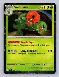 Scovillain 025/197 COSMOS Rare Obsidian Flames Pokemon Holo Near Mint - Image 1
