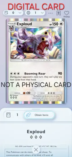 Exploud Pokemon Pocket Mobile Game Card Mega Rising Set ◇◇◇ Rare Card For Trade - Image 1
