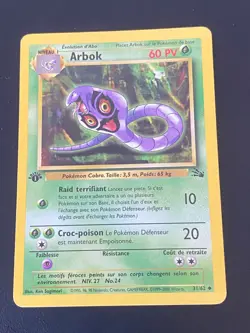 CARTE POKEMON ARBOK 31/62 EDITION 1 FR UNCO WIZARDS FOSSILE - TBE/EXC - Image 1
