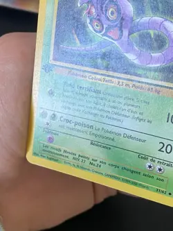 CARTE POKEMON ARBOK 31/62 EDITION 1 FR UNCO WIZARDS FOSSILE - TBE/EXC - Image 4