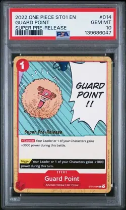 2022 ONE PIECE SUPER PRE RELEASE ST01-014 GUARD POINT PSA 10 GEM MINT - Image 1