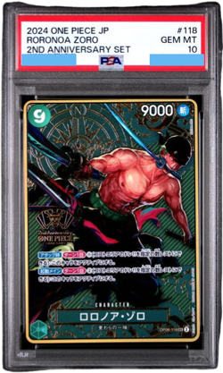 PSA 10 RORONOA ZORO OP06-118 ONE PIECE 2ND ANNIVERSARY SET 2024 JAPANESE - Image 2