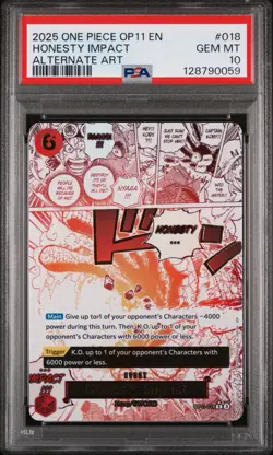 2025 One Piece TCG OP11-018 Manga Event (R) Honesty Impact Alternate Art PSA 10 - Image 1