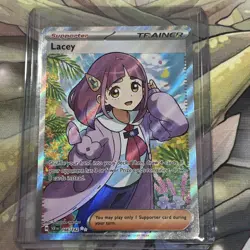 2024 Pokemon Stellar Crown Lacey Full Art Ultra Rare Holo Trainer Card 166/142 - Image 2