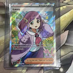 2024 Pokemon Stellar Crown Lacey Full Art Ultra Rare Holo Trainer Card 166/142 - Image 3