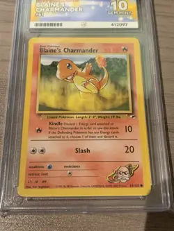 Pokemon TCG Card Blaine's Charmander 61/132 Gym Heroes Ace 10 GEM MINT POP 1 - Image 2