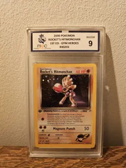 Pokemon Gym Heroes 1st Edition - Rocket's Hitmonchan 11/132 Holo MGC 9 MINT - Image 1