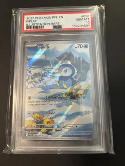 2025 POKEMON PFL EN-PHANTASMAL FLAMES ILLUSTRATION RARE #098 PIPLUP PSA 10 - Image 1