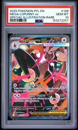 2025 POKEMON PFL EN-PHANTASMAL FLAMES #128 MEGA LOPUNNY EX PSA 10 - Image 1