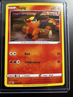 New Pokemon Tepig Black Star Promo SWSH172 Fusion Strike Near Mint Swirl - Image 1