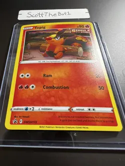 New Pokemon Tepig Black Star Promo SWSH172 Fusion Strike Near Mint Swirl - Image 3