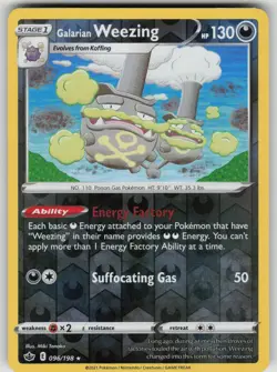 Galarian Weezing 096/198 Rare Chilling Reign Pokemon Reverse Holo Near Mint - Image 1