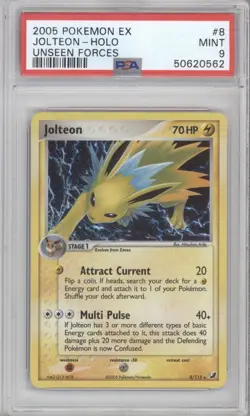 2005 POKEMON EX UNSEEN FORCES #8 JOLTEON-HOLO PSA 9 - Image 1