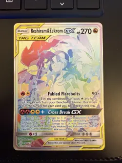 Pokemon Reshiram & Zekrom GX 259/236 Cosmic Eclipse TAG TEAM Full Art Holo Mint - Image 1