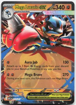 Pokemon TCG Mega Lucario ex ME: Ascended Heroes Double Rare 113/217 Holo - Image 1