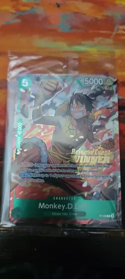 Monkey.D.Luffy P-135 Winner Stamp OP16 Pre-Release Event Promo Card Sealed - Image 1