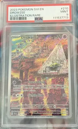 PSA 9 DROWZEE #210 POKEMON 2023 SVI EN SCARLET & VIOLET ILLUSTRATION RARE - Image 1