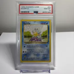 Squirtle 63/102 Pokemon Card - Base Set 1999 TCG PSA 10 GEM MINT - Image 1