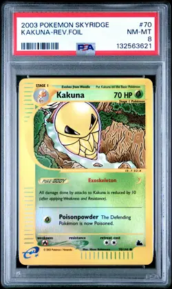 2003 POKEMON SKYRIDGE #70 KAKUNA-REVERSE FOIL PSA 8 - Image 1
