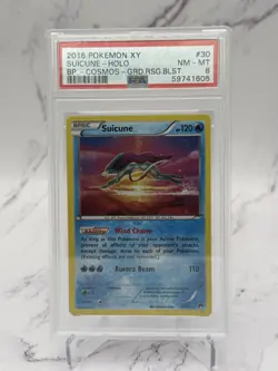Suicune 30/122 Cosmos Holo Rare Pokemon XY Breakpoint 2016 PSA 8 - Image 1