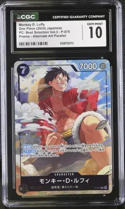 ✨✨ CGC 10 One Piece Monkey D. Luffy P-075 Best Selection Vol.3 Promo Alt Art Jpn - Image 1