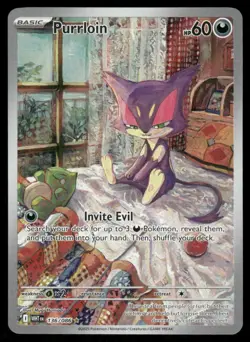Pokemon Cards Purrloin 136/086 White Flare Illustration Rare NM - Image 1