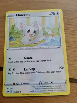 Pokemon Card Minccino 145/202 Common - Sword And Shield Base Set NM - Image 1