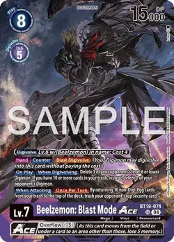 Digimon Card Game Beelzemon: Blast Mode ACE (Alternate Art) BT19-074 SR - Image 1
