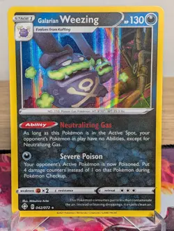 GALARIAN WEEZING 042/072 HOLO RARE SHINING FATES POKEMON LP - Image 1