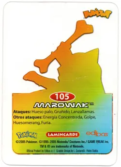 MAROWAK #105 LAMINCARD COLECCION POKEMON LAMINCARDS 2005 EDIBAS (USADA) - Image 2