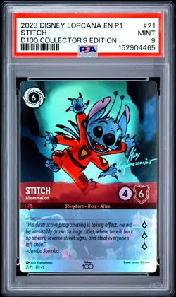 2023 DISNEY LORCANA EN P1-PROMO #21 STITCH - ABOMINATION PSA 9 - Image 1