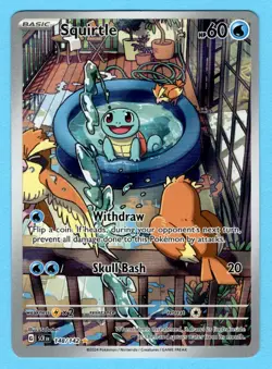 2024 Pokemon TCG Squirtle Full Art Card Sv07 Stellar Crown Holo 148/142 - Image 1