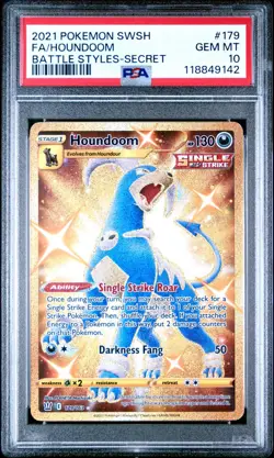 PSA 10 Houndoon 179/163 Battle Styles Secret Rare Gold Shiny Pokemon Card - Image 1