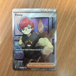 Pokemon TCG Scarlet Violet Penny Card Holo Ultra Rare Full Art 239/198 - Image 1