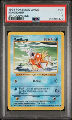 PSA 1 Magikarp Shadowless Base Set #35 1999 Pokemon WoTC PR - Image 1