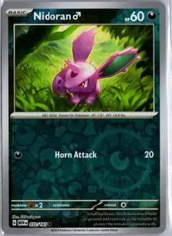 Nidoran M 032/165 Common 151 Pokemon Reverse Holo Lightly Played - Image 1
