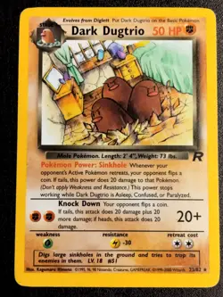 Dark Dugtrio 23/82 Rare Team Rocket Pokemon Unlimited LP - Image 1