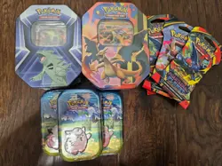 Pokemon TCG Sealed Collection Lot – Mega Charizard ex Tin + Tyranitar Tin + Mini - Image 1