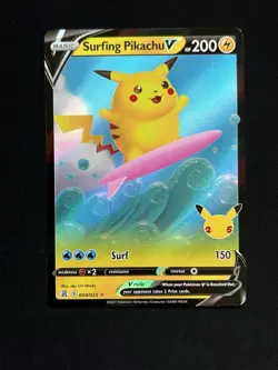 Surfing Pikachu V 008/025 Celebrations Holo Pokemon - NM - Image 1