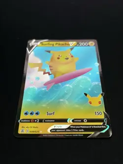 Surfing Pikachu V 008/025 Celebrations Holo Pokemon - NM - Image 4