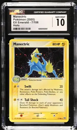 2005 POKEMON EX EMERALD MANECTRIC HOLO 7/106 CGC 10 GEM MINT ENGLISH - Image 1