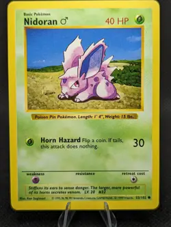 Pokemon TCG - Nidoran - 55/102 - SHADOWLESS - EXC - Base Set - NM - 02 - Image 2