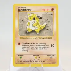 Pokemon TCG - Sandshrew 62/102 Base Set Common Shadowless WOTC 1999 - NM - Image 2