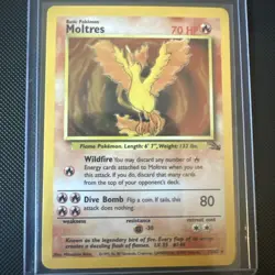 Pokemon TCG Moltres Fossil Holo Rare Unlimited 12/62 70 HP English Arita - Image 1