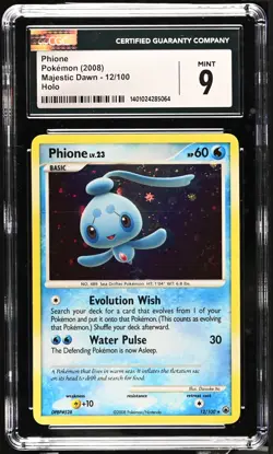 *POP 19* CGC 9 Phione Holo Majestic Dawn 12/100 Pokemon 2008 MINT - Image 1